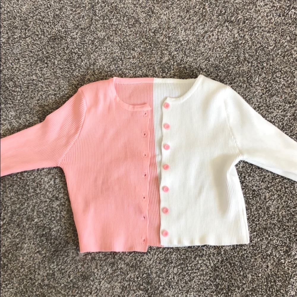 Half Pink and White Sweater